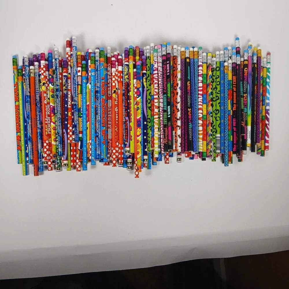 Assorted Pencils Set of 195 School Pencils Student Award Unsharpened Foil
